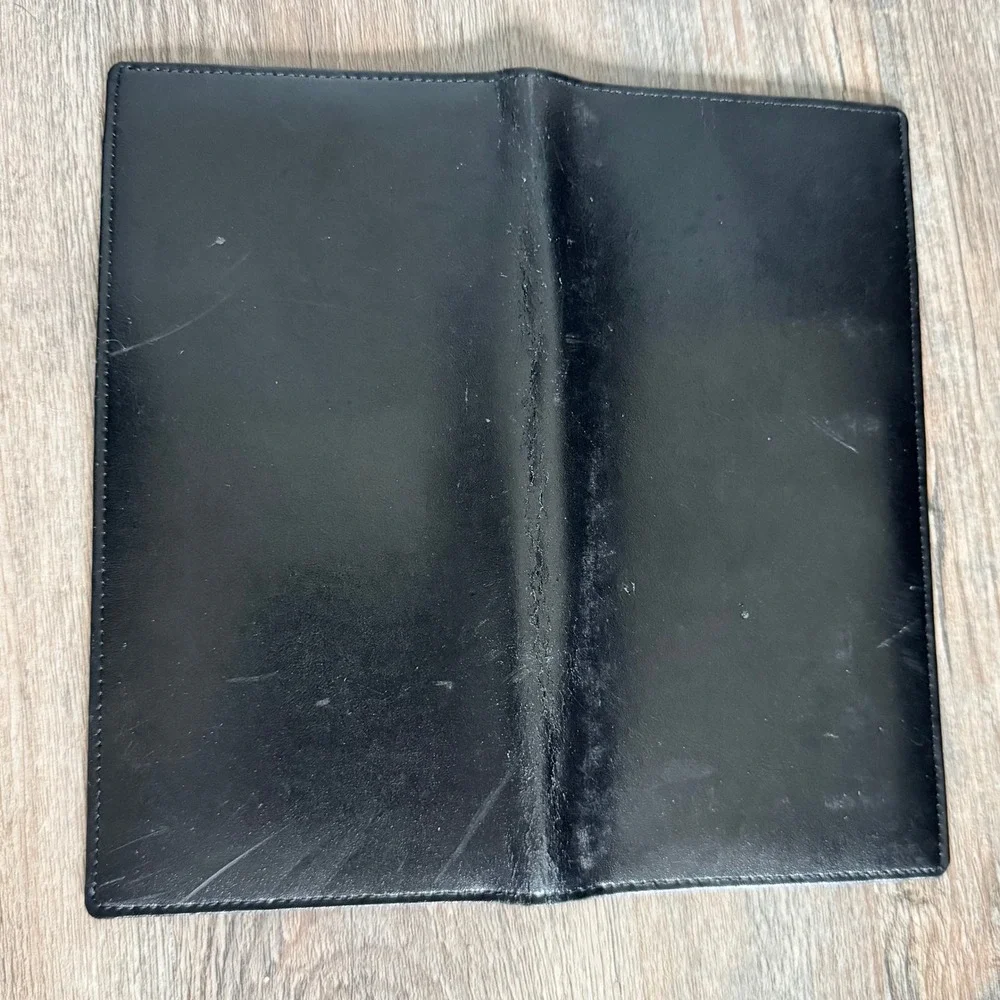Vintage Continental Airlines OnePass Black Leather Travel Wallet Bifold